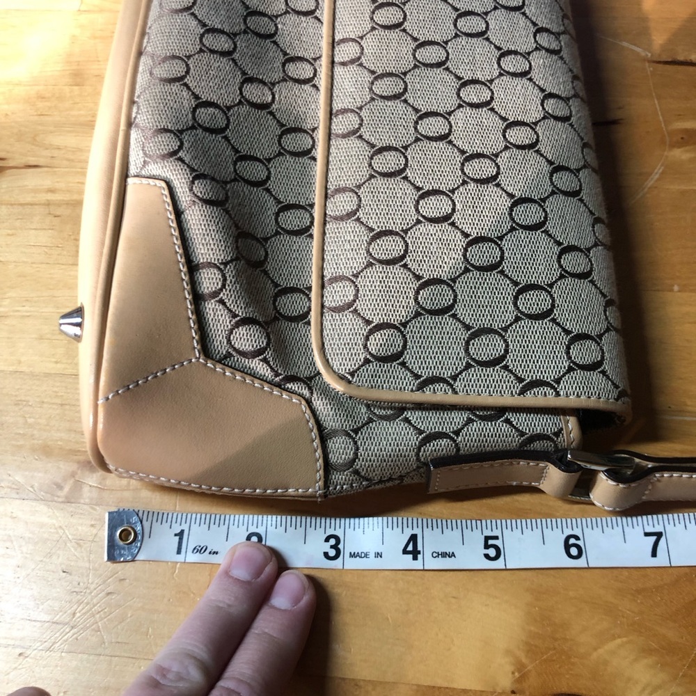 Vintage Oroton Monogram Canvas Shoulder Bag Tan Brown 90s Y2K Luxury Designer - Picture 12 of 14